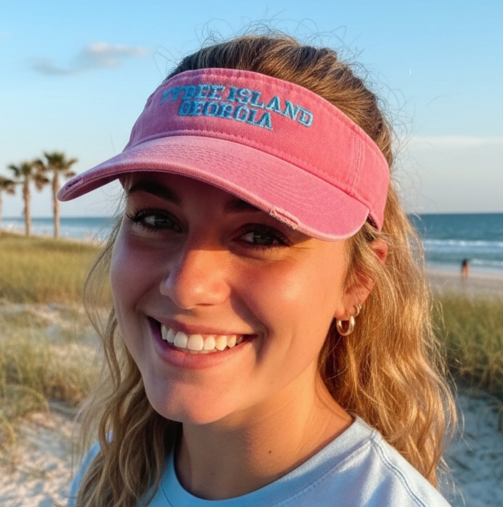 New With Tags Distressed Pink Tybee Island Visor